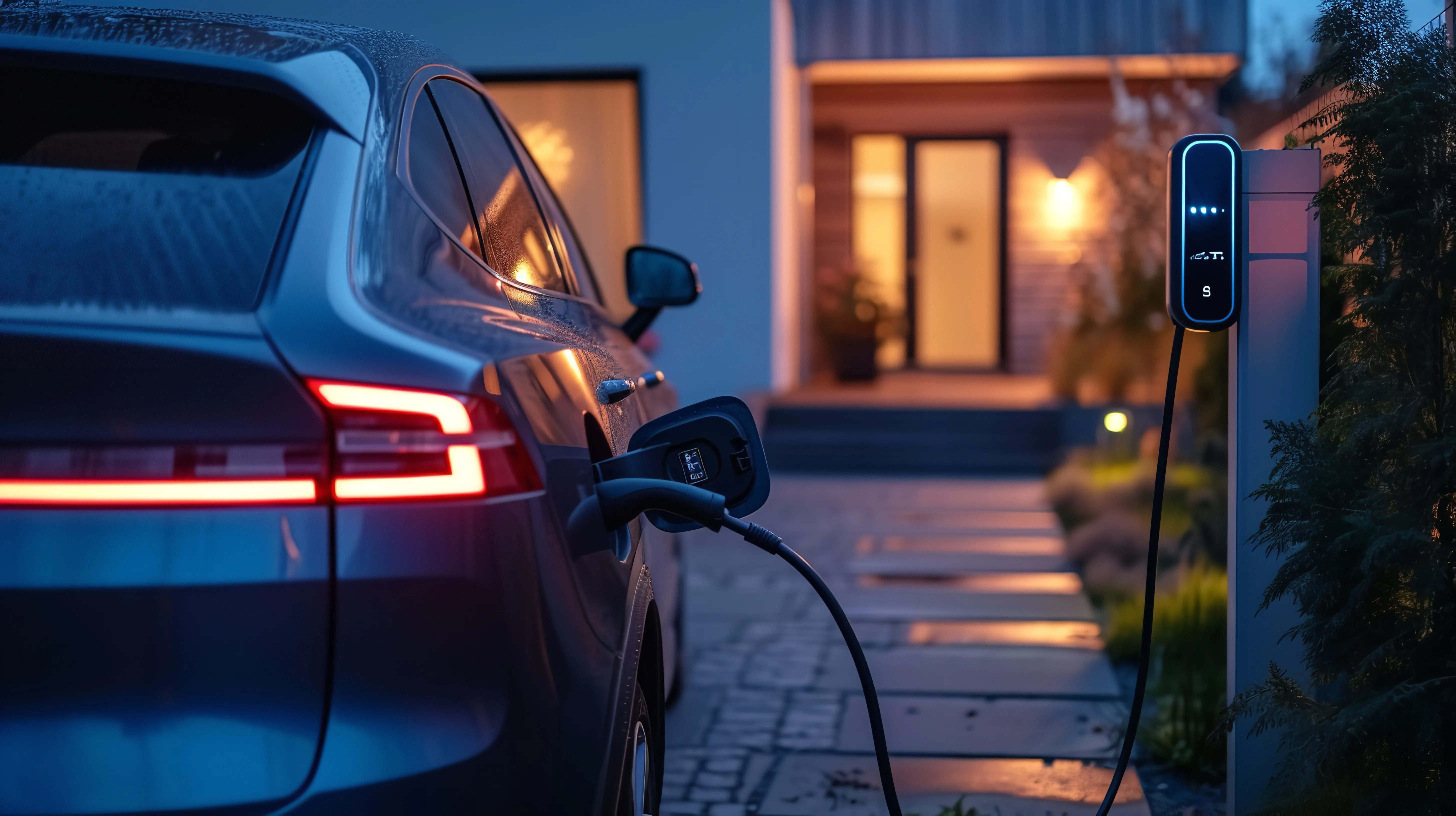 Elektroauto lädt an einer privaten Ladestation (Wallbox).