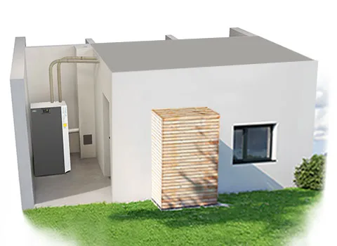 Pelletlager als Außentank mit Holzverkleidung