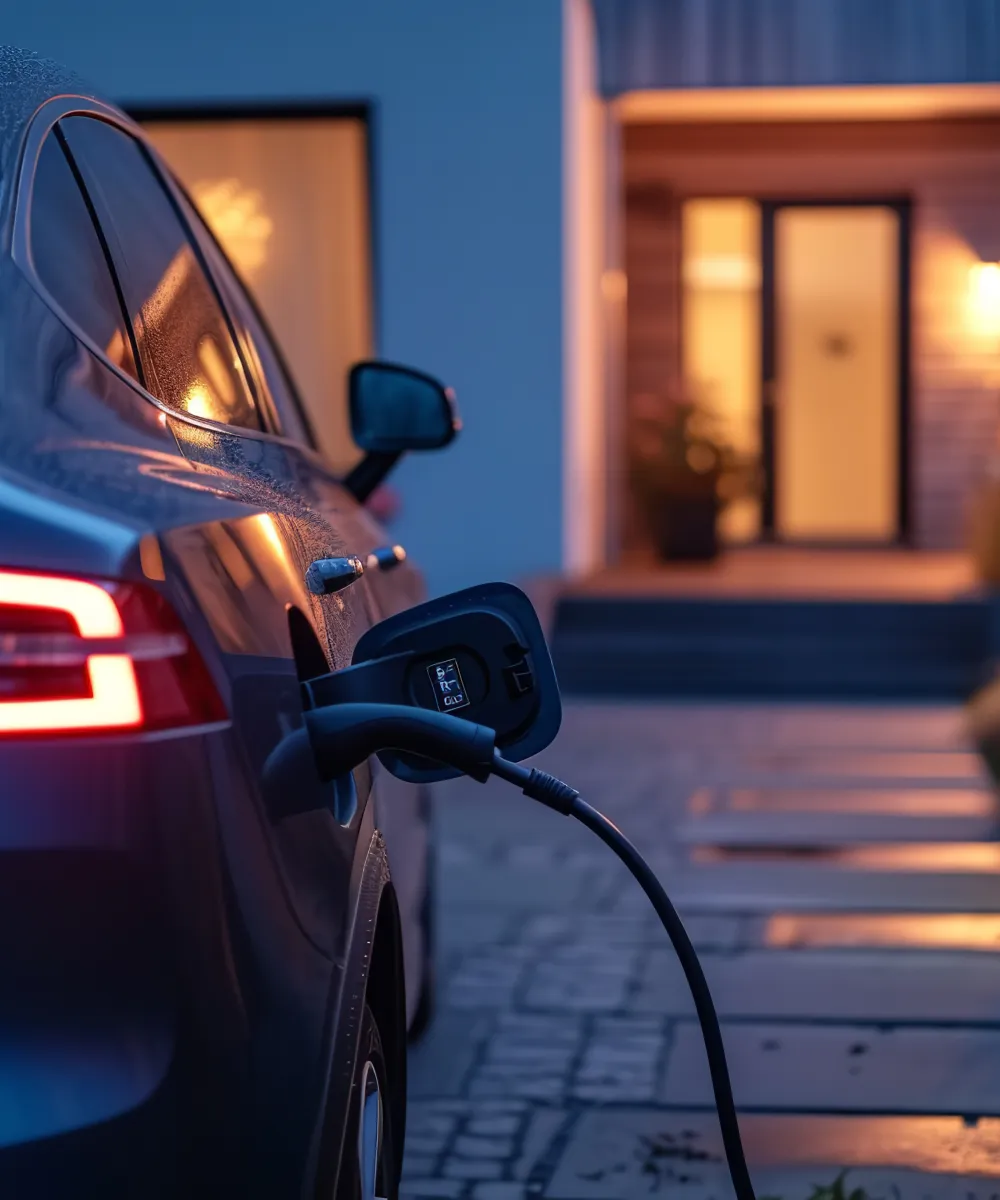 Elektroauto lädt an einer privaten Ladestation (Wallbox).